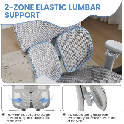 Office Chair High-Back with 6D Adjustable Armrests, Retractable Footrest, Lumbar Section and Swivel Base