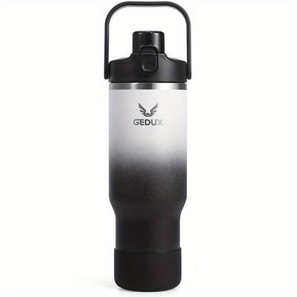 Vacuum Insulated Tumbler 32oz Stainless Steel with Handle Straw 2-in-1 Lid Chug Straw Lid Silicone Boot Matte Finish Keeps Drinks Cold Hot
