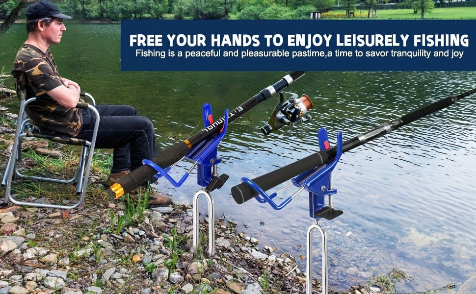 Fishing Rod Holder Ground Stake 360° Adjustable 2pcs Set, Heavy Duty Shore & Beach Rod Bracket Stand for Surf Fishing