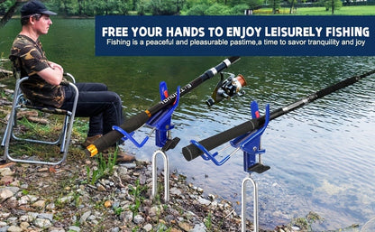 Fishing Rod Holder Ground Stake 360° Adjustable 2pcs Set, Heavy Duty Shore & Beach Rod Bracket Stand for Surf Fishing