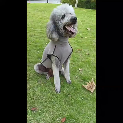 High Neck Dog Coat Warm Pullover – Solid Color Woven Polyester Pet Jacket, Machine Washable, All-Season Fall & Winter Dog Apparel