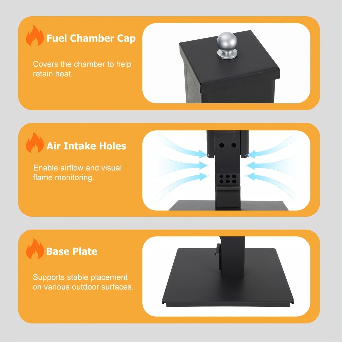 Outdoor Wood Pellet Patio Heater 56 Inch, Smokeless Portable Pellet Stove with Rain Cap, Viewing Window & Ash Tray