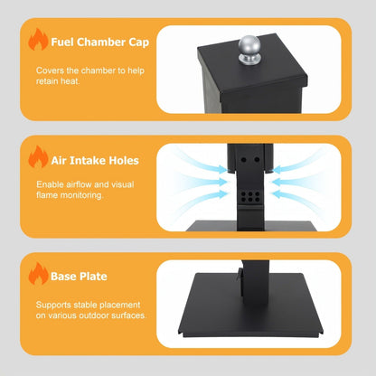 Outdoor Wood Pellet Patio Heater 56 Inch, Smokeless Portable Pellet Stove with Rain Cap, Viewing Window & Ash Tray