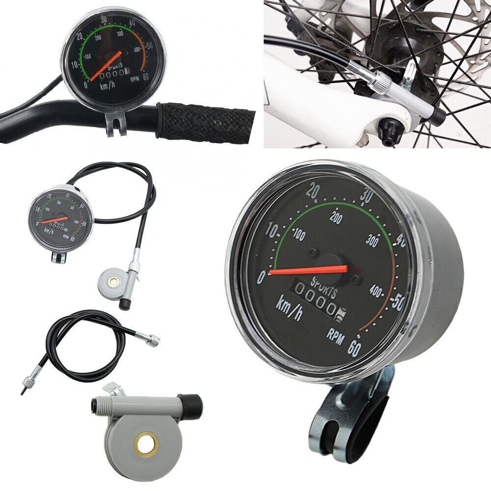 Bicycle Speedometer Classic Chrome Bezel Kit – Black, Left/Right Mountable, Fits 26/27.5/28/29 Inch Handlebars, General Bike & Exercycle