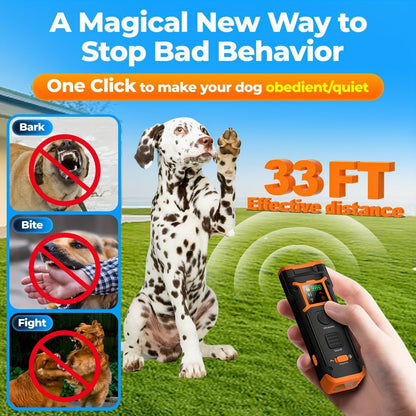 Rechargeable Handheld Ultrasonic Dog Training Aid with Dual Emitters, LED Light and Wrist Strap