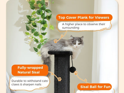 Cat Scratching Post Multi-Tier Sisal Tower for Indoor Cats – 18.9" & 32" Cat Tree with Hanging Ball Toy, Natural Sisal Rope, Sturdy Base