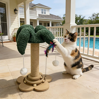 Cat Scratching Post Sisal Vertical Clown Hat Design, Wear-Resistant Cat Scratch Board with Cat Climbing Frame & Teaser Toy