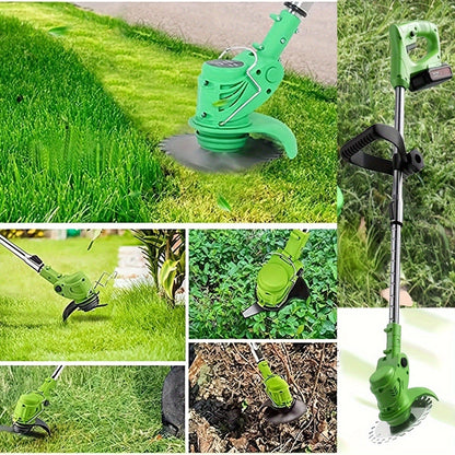 Cordless String Trimmer 24V 800W, Weed Wacker with 2 Batteries, Charger & 3 Blades, Adjustable Head