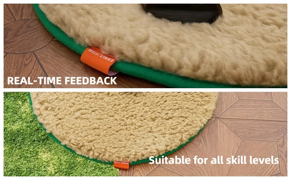 Round Golf Bunker Practice Mat with 19.69-Inch Diameter, Two Yellow Practice Balls and Green Border