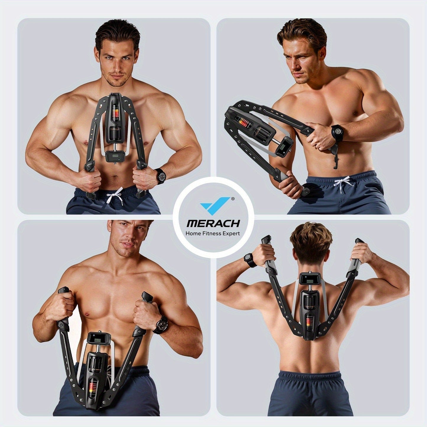 Fitness Equipment Folding Hydraulic Chest Expander with 20 Resistance Levels and Digital Rep Counter