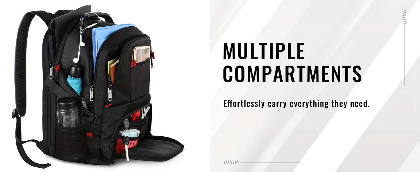 Large Laptop Backpack 50L – Fits 17 Inch Computer, Airline Approved Carry On, 3-Compartment Travel & College Backpack for Men Women | 8