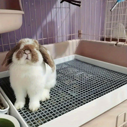 Rabbit Litter Box Large Corner Pet Toilet with Odor Control | Sturdy Easy-Clean Plastic Urine Tray for Rabbits Guinea Pigs & Small Animals |