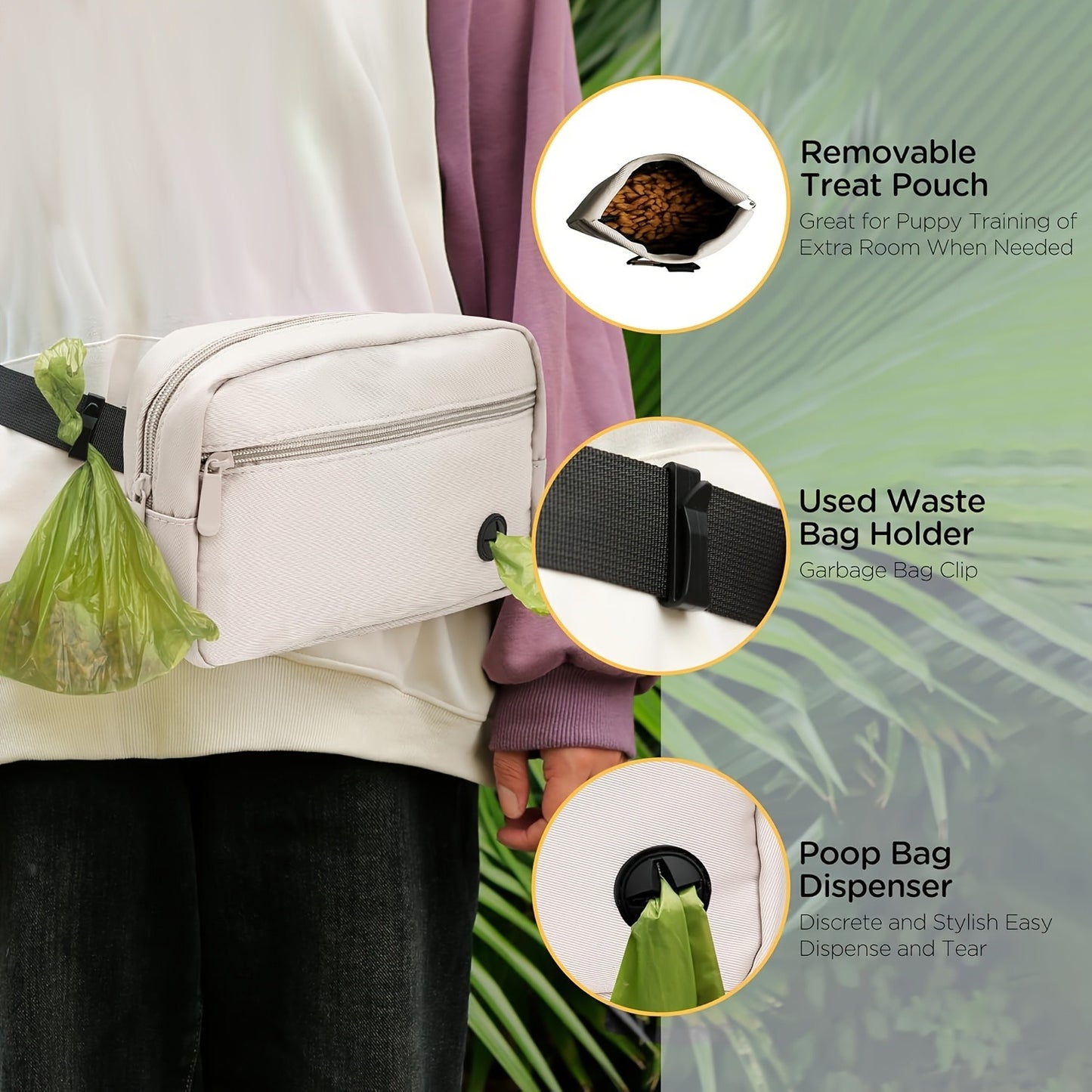 Dog Treat Pouch for Training – Waist Belt Bag with Poop Bag Dispenser, Detachable Treat Bag & Carabiner – Dog Walking Bag for Puppy Training