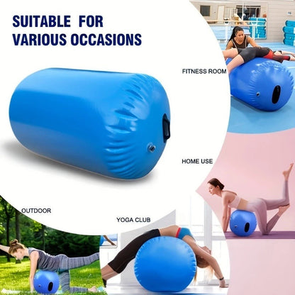 Inflatable Gymnastics Air Barrel Roll with Handle & Air Pump – Circular Air Cushion Tumbling Mat for Home Gym, Yoga