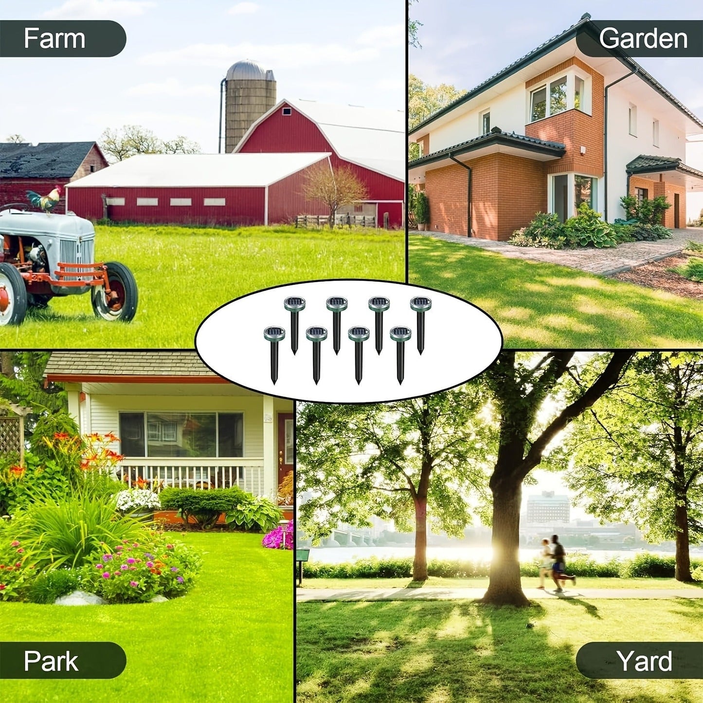 Solar Ultrasonic Pest Repeller Outdoor Rodent Stake for Yard Garden Farm Mole Snake Skunk Dog Device 2/4/6/10 Pack