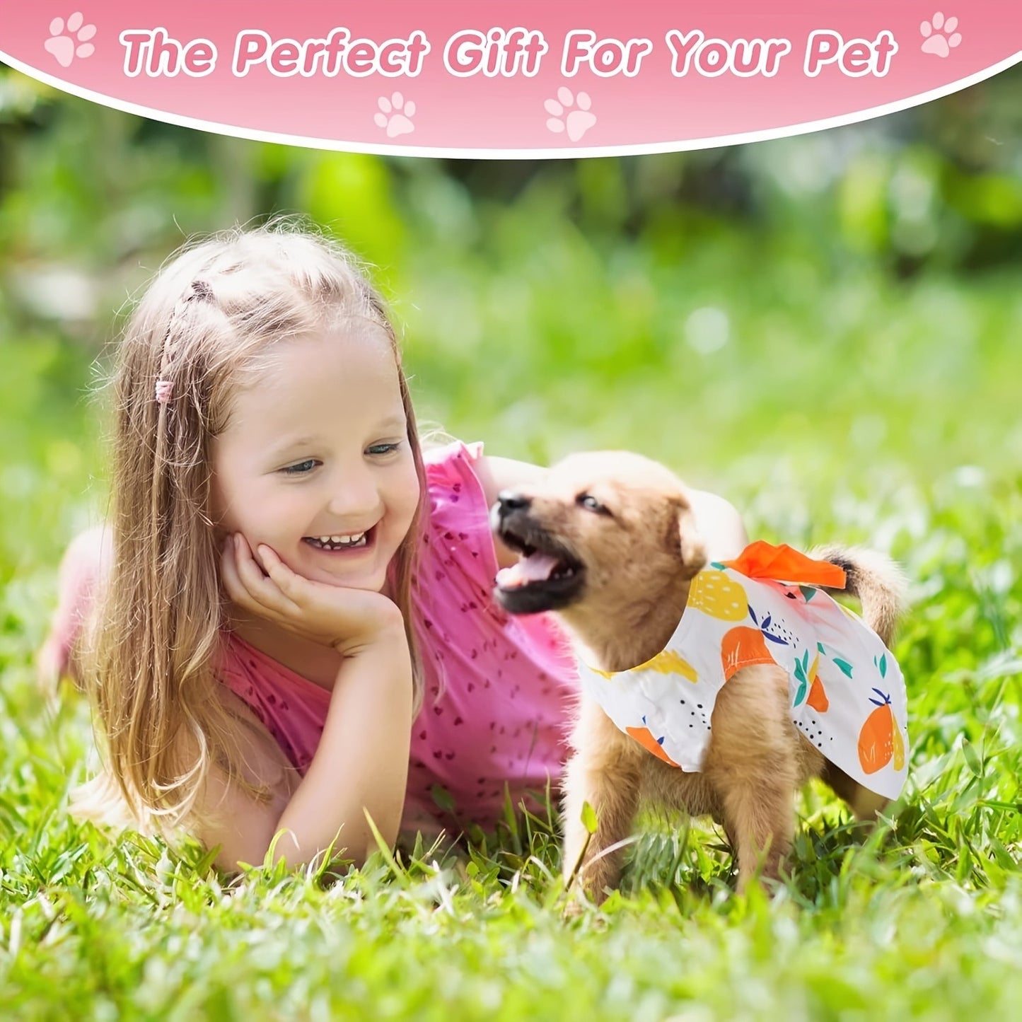Dog Dress Floral Princess Bow – Cute Puppy Summer Dress for Small Dogs & Cats, Pink & Red Pet Dog Skirt with Bow Decoration