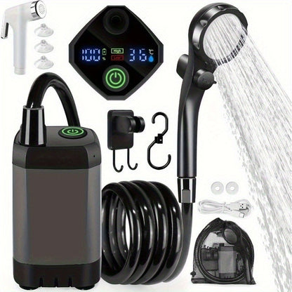 Portable Camping Shower 6000mAh IPX7 120-Min Runtime for Camping, Travel and Outdoor Use, with the Listed Configuration