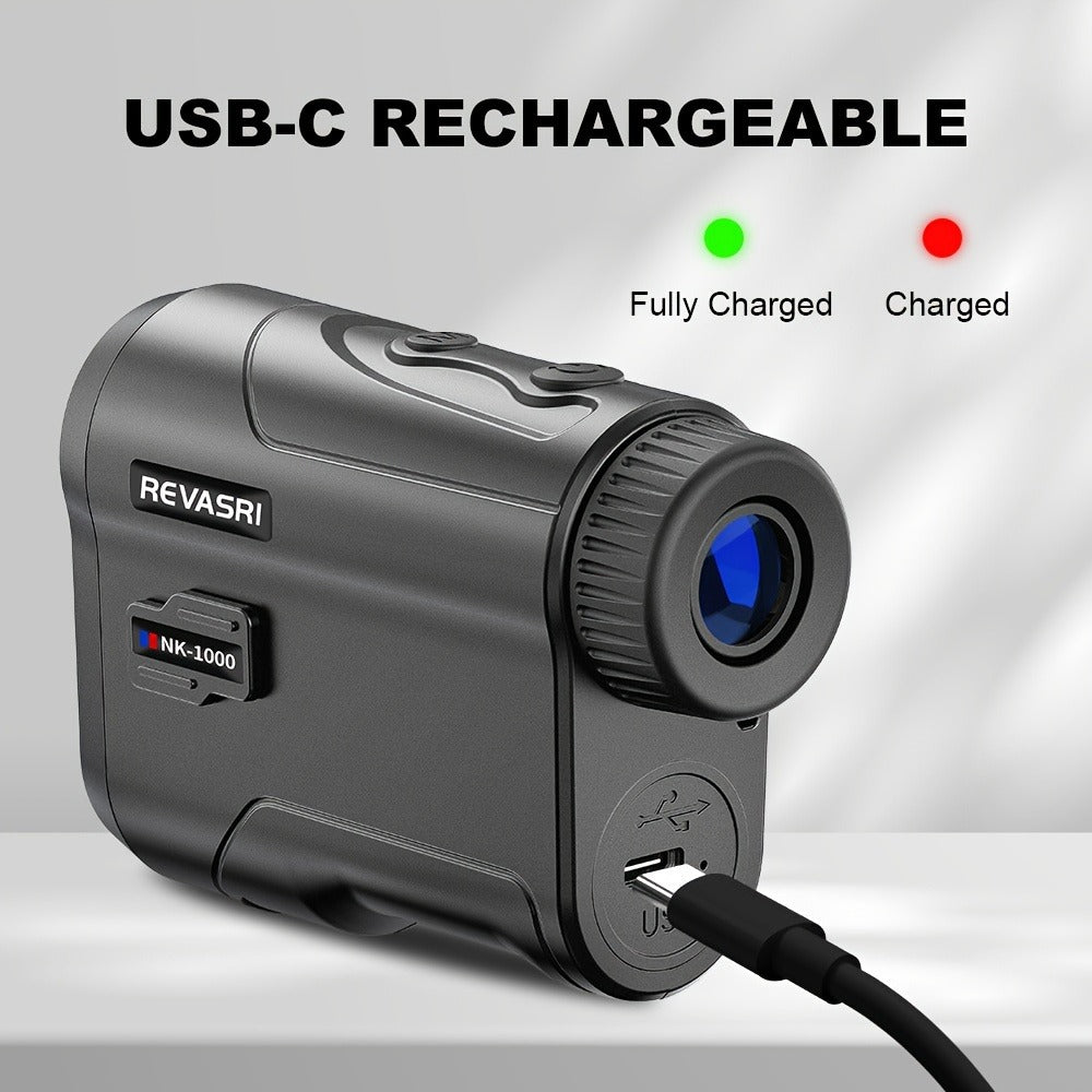 Black Golf Laser Rangefinder with NK-600 and NK-1000 Variant Images, 6x Optics, Slope Switch and USB-C Charging