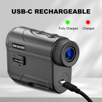 Black Golf Laser Rangefinder with NK-600 and NK-1000 Variant Images, 6x Optics, Slope Switch and USB-C Charging