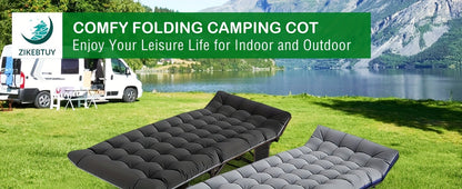 Heavy Duty Folding Camping Cot 75 Inch Portable Sleeping Bed with Carry Bag Guest Bed for Adults Outdoor Camping Hiking Home Use Gray Wine