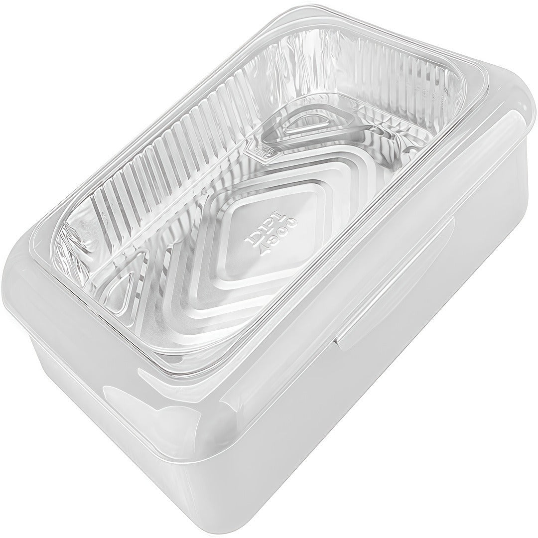 Foil Pan Carrier with Lid 2 in 1 Stackable Food Storage Set BPA Free Dishwasher Safe Portable Casserole Holder for Potluck BBQ Picnic