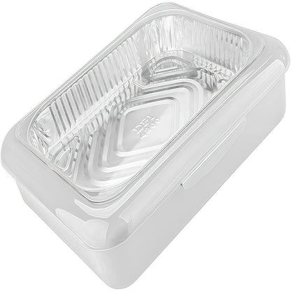 Foil Pan Carrier with Lid 2 in 1 Stackable Food Storage Set BPA Free Dishwasher Safe Portable Casserole Holder for Potluck BBQ Picnic