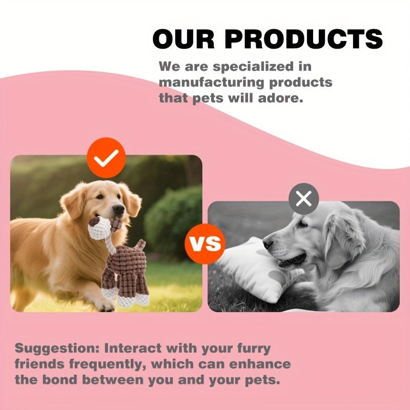 Dog Toys Six-Piece Stuffless Soft Plush Assortment for Small, Medium and Large Dogs and Puppies