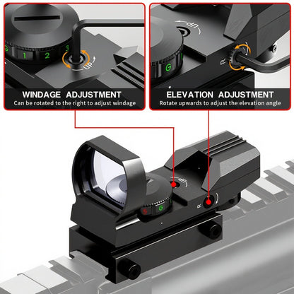 Red Green Dot Sight 33mm with 4 Reticle Modes – Dual Illuminated Rifle Scope, 1x Magnification, 1 MOA Adjustment