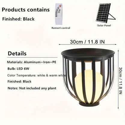 Solar Garden Light Table or Floor Lamp with Short and Tall Options, Solar Panel and Remote-Control Layout