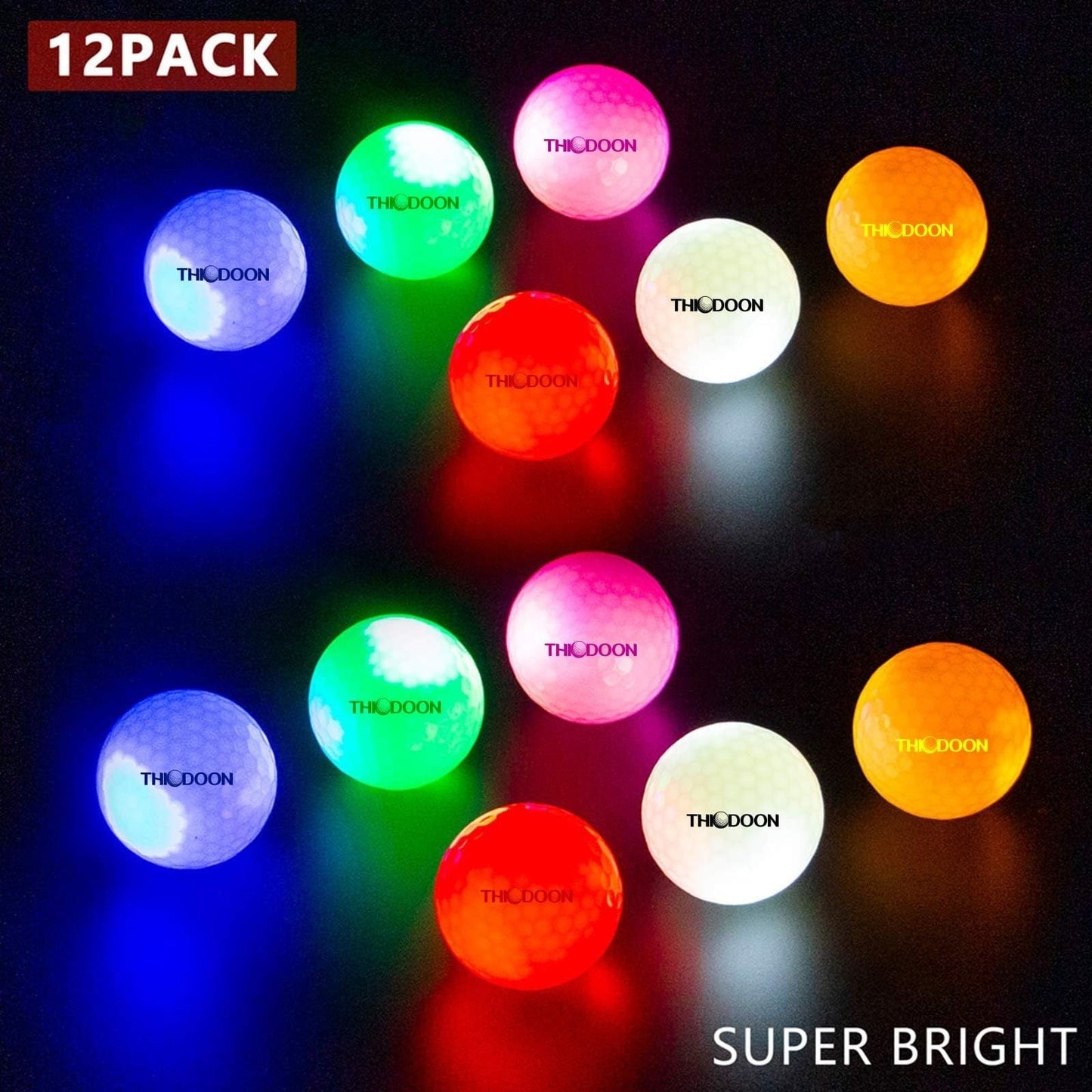 Glow in the Dark Golf Balls 12 Pack – LED Night Golf Balls for Nighttime Play, Luminous Glowing Golf Ball Set