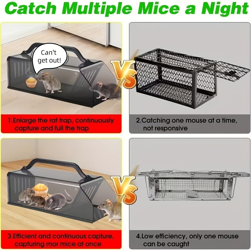 Mouse Trap Live Catch – Transparent Continuous Capture Rodent Trap for Indoor Home, Kitchen, Garage & Outdoor Use
