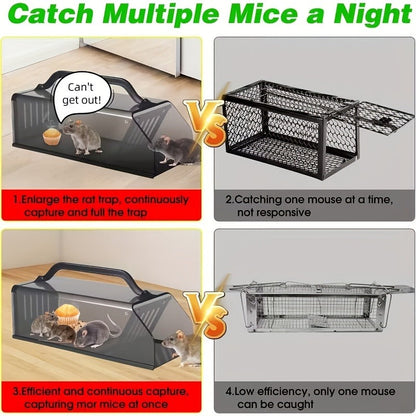 Mouse Trap Live Catch – Transparent Continuous Capture Rodent Trap for Indoor Home, Kitchen, Garage & Outdoor Use