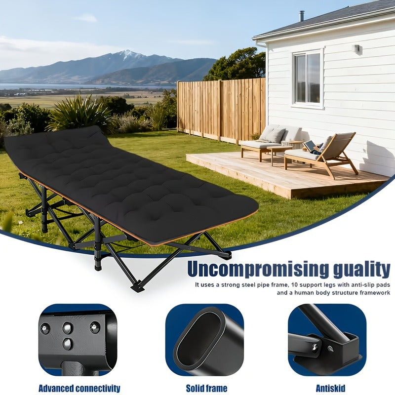 Heavy Duty Folding Bed 500 600 700 LBS Capacity Extra Large Portable Camping Cot Guest Bed with Optional Mattress Sturdy Steel Frame Flip-Up