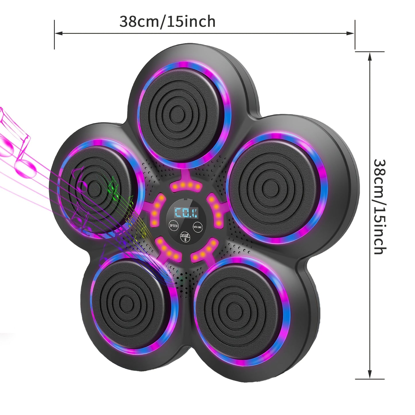 Wall-Mounted Five-Pad Boxing Target with Music Controls and Black or Upgraded-Lighting Checkout Options
