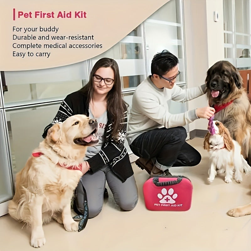 101-Piece Pet First Aid Kit with Portable Case – Multifunctional Emergency Dog & Cat Care Kit for Hiking, Camping, Backpacking
