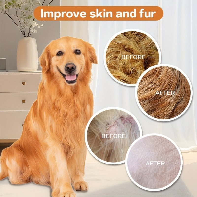 Pet Soft Chews for Skin & Hair, Probiotics & Calming – 200g / 130 Chewable Tablets, Moisturizes Skin, Maintains Coat