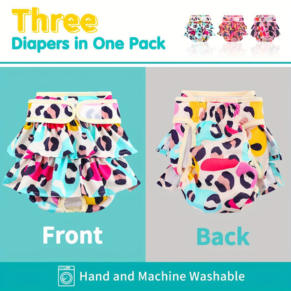 Washable Female Dog Diapers 3 Pack – Reusable Highly Absorbent Dog Period Panties for Heat Incontinence Puppy Training, XS S M L