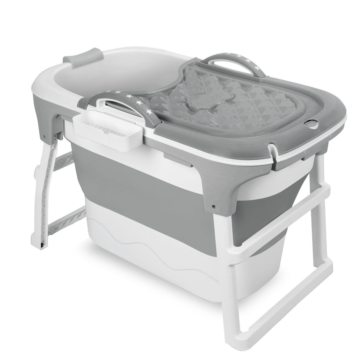 Portable Bathtub for Adults with Insulation Cover & Drainage Pipe, Foldable Hot Tub for Indoor Outdoor Sauna