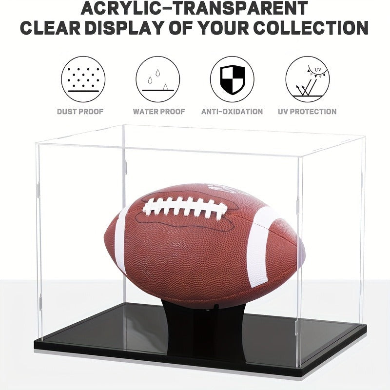 Acrylic Football Display Case Clear Crystal Box with Removable Football Stand Detachable Easy Assembly Memory Storage Display Box for Full