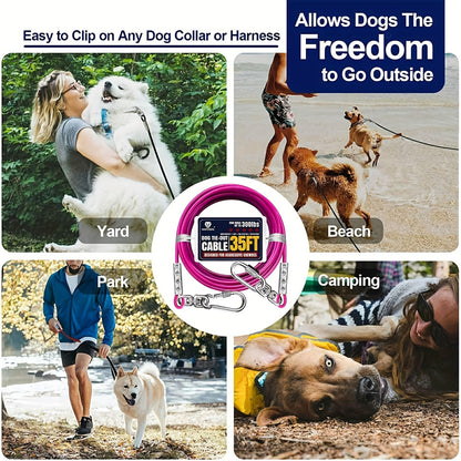 Dog Tie Out Cable for Yard Heavy Duty – Steel Wire Runner Leash with Swivel Hooks, Holds Up to 300 lbs, Anti-Tangle Dog Run Cable