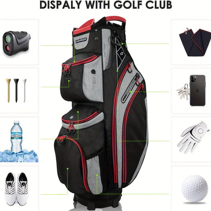 Golf Cart Bag with Full-Length Dividers – Sturdy Spacious Stand Bag with Multiple Pockets for Golf Club Organization, Accessories Storage