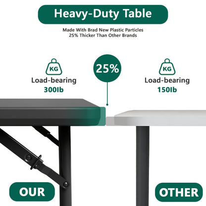 Foldable Outdoor Dining and Utility Table 4ft 6ft Multi-Purpose Folding Desk for Camping Backyard Weddings Living Room Card Games Study Home