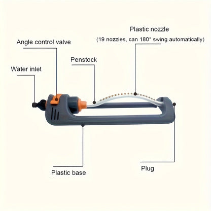 Oscillating Garden Sprinkler, 19-Hole Adjustable Swing Sprinkler with Universal Connector, No Battery Required