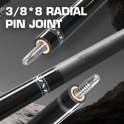 Carbon Fiber Pool Cue Stick Low Deflection Billiard Cue with 11.8mm 12.5mm Tip Pro-Taper Shaft Canadian Maple Butt Extension Compatible