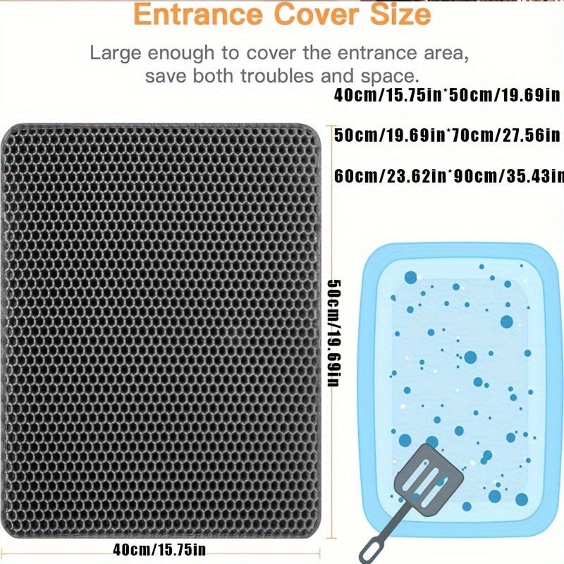 Cat Litter Mat Honeycomb Double Layer – Waterproof Urine-Proof Washable Litter Trapping Mat, Reduces Scatter & Easy to Clean