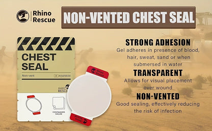 Non-Vented Chest Seal Emergency Trauma Dressing for Sucking Chest Wounds, Portable IFAK Medical Supply PA Nylon FSA HSA Eligible