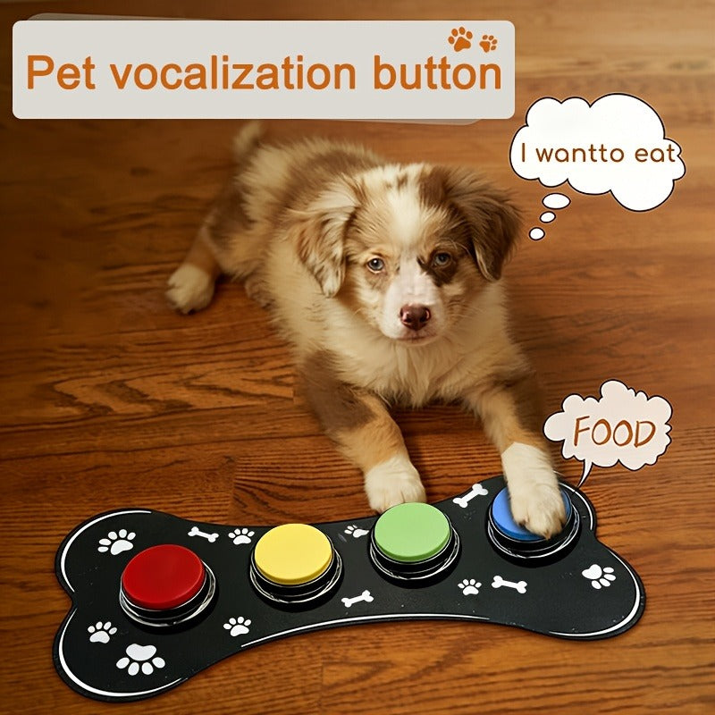 Dog Communication Buttons for Talking – Pet Training Buttons with Mat, Recordable Dog Talking Button Set, Durable Easy-Clean