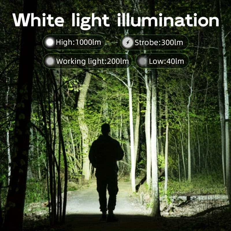 Flashlight 3-in-1 White, UV365 and Green Light Torch with Side Magnet in Black or Blue for Inspection