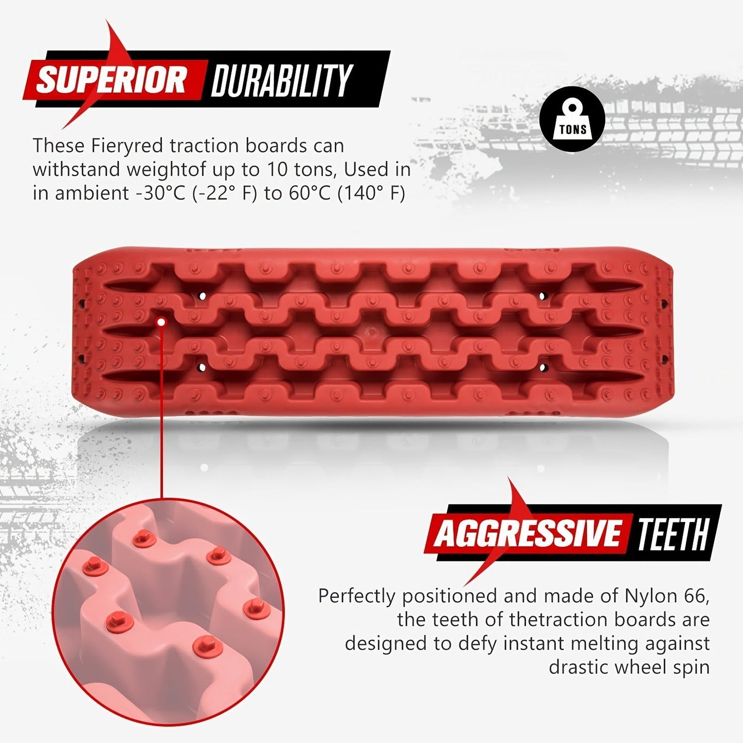 Off-Road Traction Boards Recovery Tracks 2-Pack – 10-Ton Capacity, 40”×11.8” PP Traction Mats for Sand, Mud & Snow
