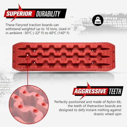 Off-Road Traction Boards Recovery Tracks 2-Pack – 10-Ton Capacity, 40”×11.8” PP Traction Mats for Sand, Mud & Snow